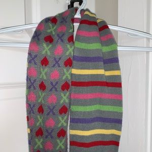 Multicolor Reversible Stripes & Hearts Gray Scarf